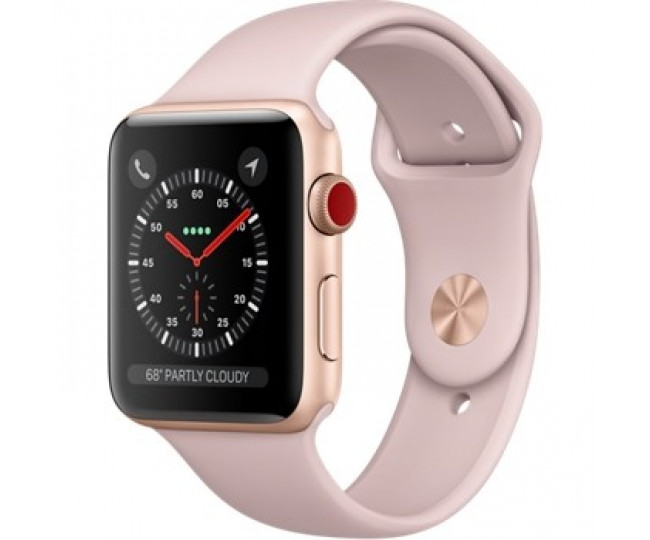 Apple Watch Series 3 GPS + LTE 42mm Gold Aluminium Case with Pink Sand Sport Band (MQK32 ) б/у